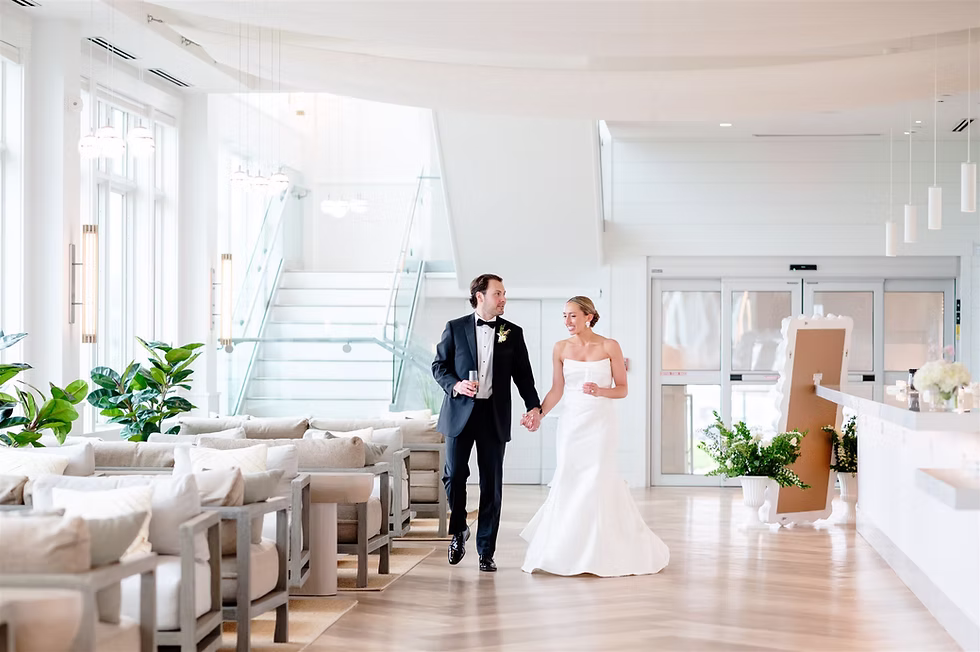 A couple walking through a private event space